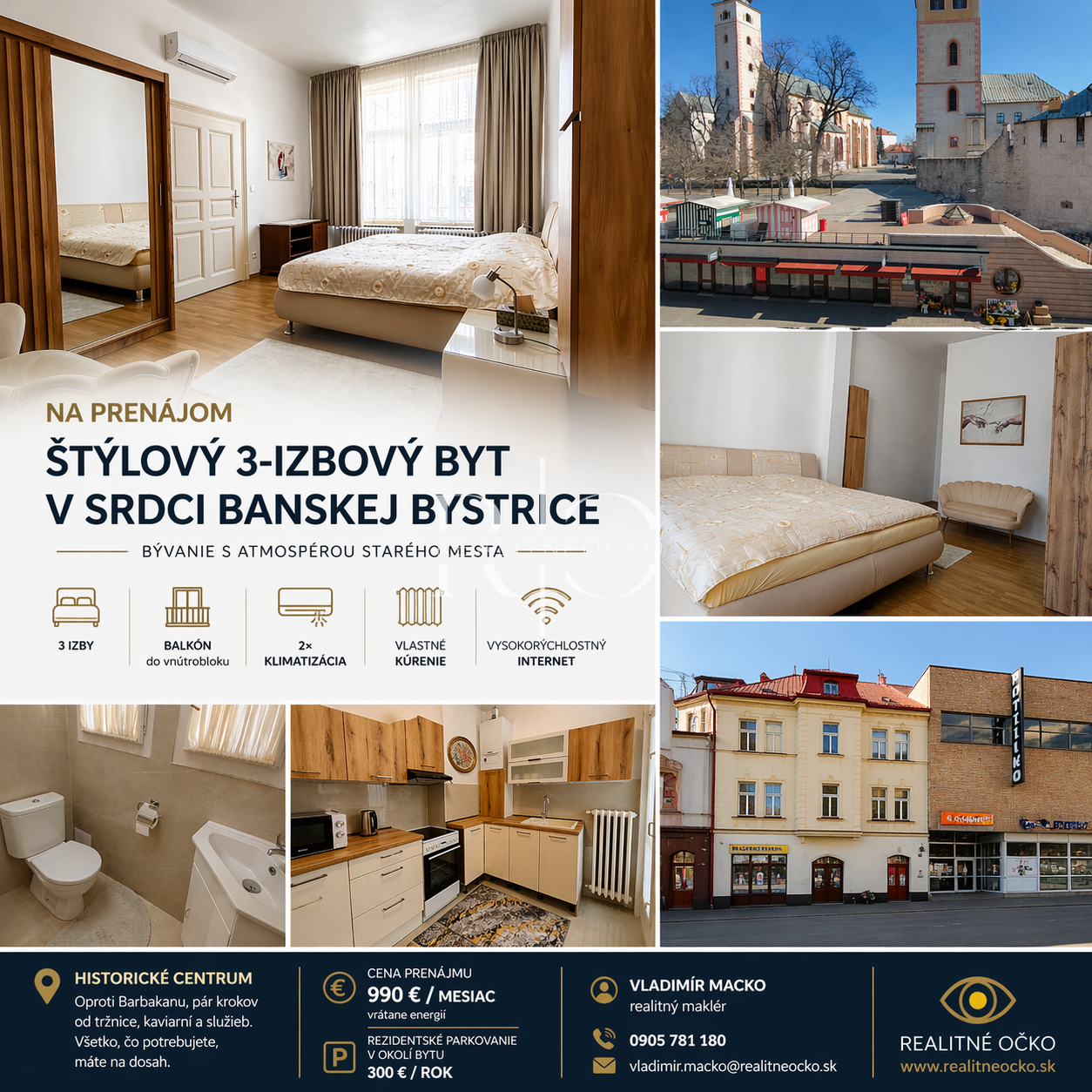 Na prenájom 3- izbový byt v centre  Banskej Bystrice